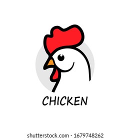 Chicken logo vector illustration isolated on white. 