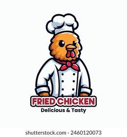 Chicken Logo. Vector Illustration. Chicken Mascot Design. Suitable for T-shirt, Badge, Emblem, Print, Business, Brand, Fast Food, Culinary Brand, Restaurant, Chicken Farm, Cooking, Chef Logo