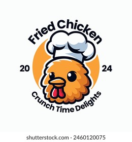 Chicken Logo. Vector Illustration. Chicken Mascot Design. Suitable for T-shirt, Badge, Emblem, Print, Business, Brand, Fast Food, Culinary Brand, Restaurant, Chicken Farm, Cooking, Animal Chef Logo