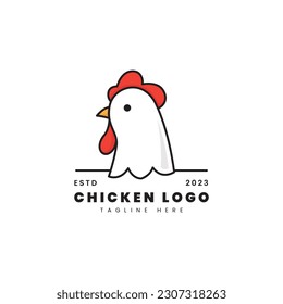 Chicken logo vector. Minimalist logo concept. Suitable for restaurants, products, farms or marketing with a chicken theme.