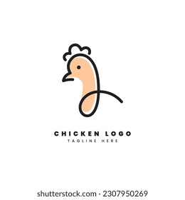 Chicken logo vector. Minimalist logo concept. Suitable for restaurants, products, farms or marketing with a chicken theme.