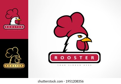 Chicken logo vector. Rooster head. Chef design.