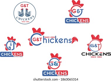 Chicken logos with two color