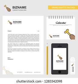 Chicken lollypop Business Letterhead, Calendar 2019 and Mobile app design vector template