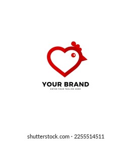 Chicken love logo. Type logo design is simple, elegant and easy to apply in various media. vector