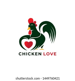 chicken lover logo vector icon ilustration