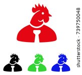 Chicken Man icon. Vector illustration style is a flat iconic chicken man symbol with black, red, green, blue color versions. Designed for web and software interfaces.