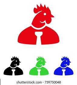 Chicken Man icon. Vector illustration style is a flat iconic chicken man symbol with black, red, green, blue color versions. Designed for web and software interfaces.