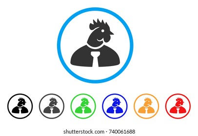 Chicken Manager rounded icon. Style is a flat grey symbol inside light blue circle with additional colored variants. Chicken Manager vector designed for web and software interfaces.