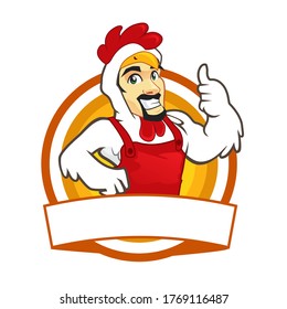 chicken mascot cartoon in vector