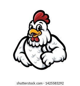 Chicken mascot character vector in white background