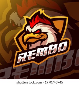 Chicken mascot esport logo cool esports logo for you game lovers, very easy to use or print