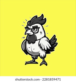 chicken mascot illustration icon, culinary business logo design, chicken food business