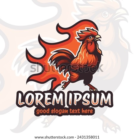 Similar – Image, Stock Photo Red chickens on a farm in germany. Hens in a free range farm. Chickens walking in the farm yard with water dispenser