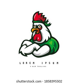 Plantilla de diseño de logotipo de mascota de pollo	