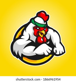 Vector de diseño de logotipo de mascota de pollo con moderno estilo de ilustración para impresión de insignias, emblemas y camisetas