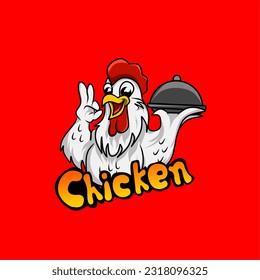 Plantilla vectorial de diseño de logotipo de mascota de pollo