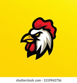 chicken mascot logo illustration. chicken gaming esport logo cartoon.