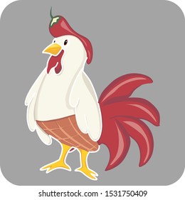 Chicken mascot logo vector in grey background .