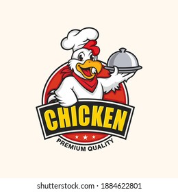 Chicken mascot logo vector. Chicken vector illustration. Organic farm vector logo design
