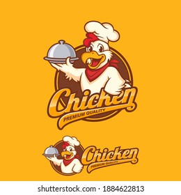 Chicken mascot logo vector. Chicken vector illustration. Organic farm vector logo design

