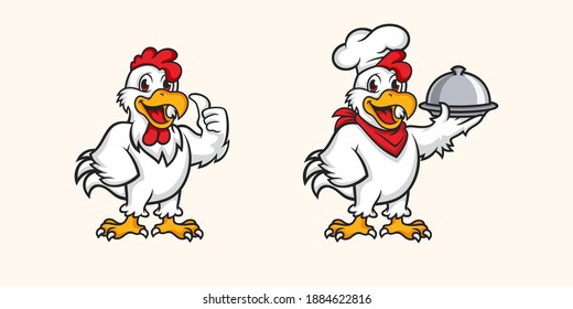 Chicken mascot logo vector. Chicken vector illustration. Organic farm vector logo design
