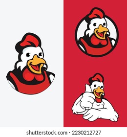 Chicken mascot logo vector. Chicken vector illustration. Organic farm vector logo design