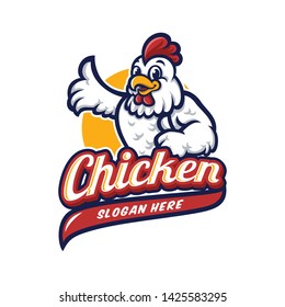 Chicken mascot logo vector in white background