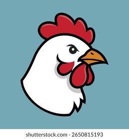 Mascote de frango com pente vermelho