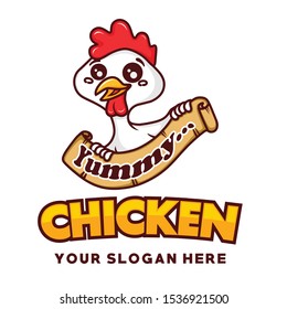 Chicken Mascot For Restaurant logo vector 