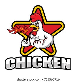 Chicken Mascot For Restaurant logo vector 