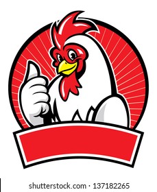 chicken mascot with thumb up