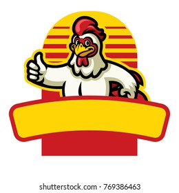 chicken mascot thumb up sign