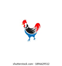 Chicken mascot using tie simple icon logo design for team, club, or etc