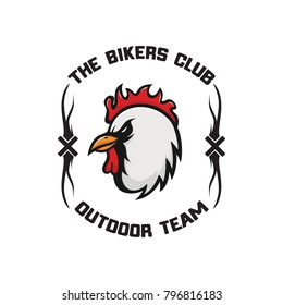 Chicken mascot vector logo emblem rooster head animal illustration
