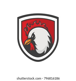 Chicken mascot vector logo emblem rooster head animal illustration
