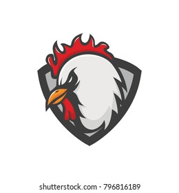 Chicken mascot vector logo emblem rooster head animal illustration
