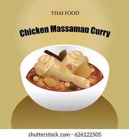 Chicken Massaman Curry Thai food vector