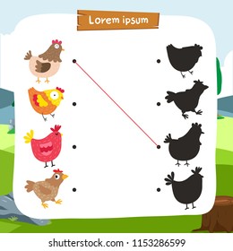 chicken matching game vector design