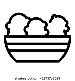 Vector de contorno de icono de harina de pollo. Comida nugget. Alimentos calientes