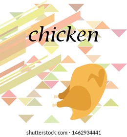 Chicken meat, cartoon, vector illustration, food background.