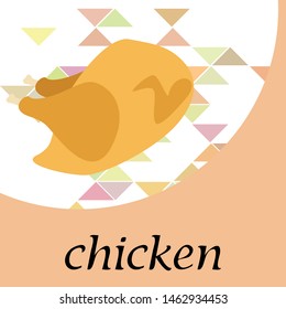 Chicken meat, cartoon, vector illustration, food background.