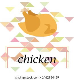 Chicken meat, cartoon, vector illustration, food background.