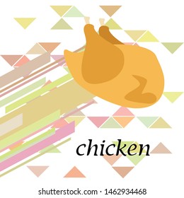 Chicken meat, cartoon, vector illustration, food background.