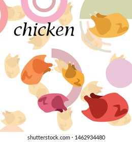 Chicken meat, cartoon, vector illustration, food background.