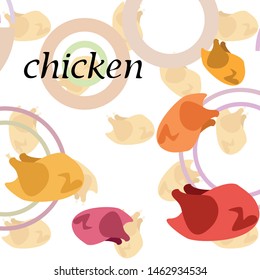 Chicken meat, cartoon, vector illustration, food background.