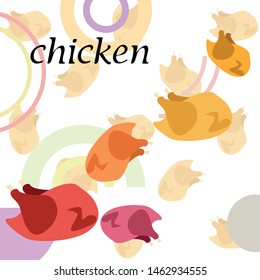 Chicken meat, cartoon, vector illustration, food background.