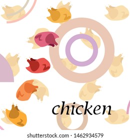 Chicken meat, cartoon, vector illustration, food background.