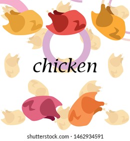 Chicken meat, cartoon, vector illustration, food background.