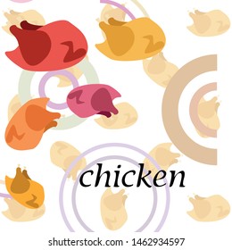 Chicken meat, cartoon, vector illustration, food background.